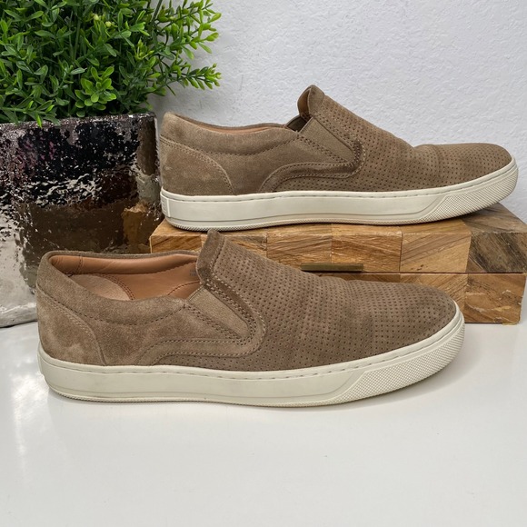 Vince Mens Ace Suede Perforated Slip On Sneakers Tan Size 8‎ US/41 EU main image 8